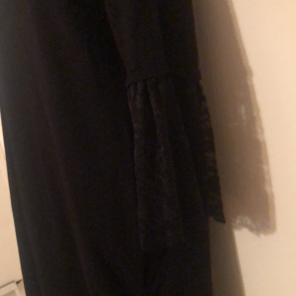 Alison Andrews rayon ruched 1x black dress 3/4 bell lace sleeve - Picture 10 of 11